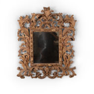 French Baroque Style Carved Giltwood Mirror with Laurel Leaf and Floral Ornamentation, Circa 1850