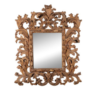 French Baroque Style Carved Giltwood Mirror with Laurel Leaf and Floral Ornamentation, Circa 1850