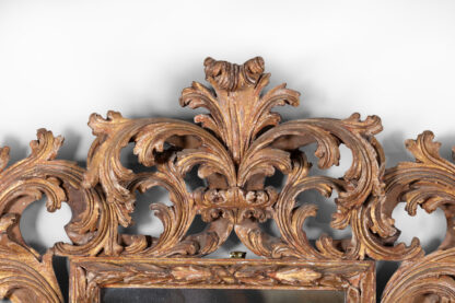 French Baroque Style Carved Giltwood Mirror with Laurel Leaf and Floral Ornamentation, Circa 1850