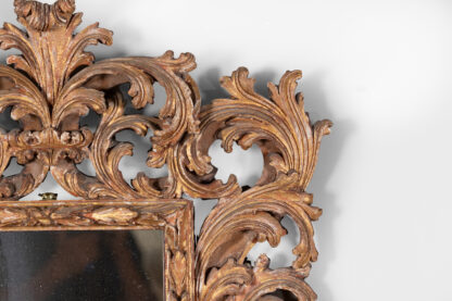 French Baroque Style Carved Giltwood Mirror with Laurel Leaf and Floral Ornamentation, Circa 1850