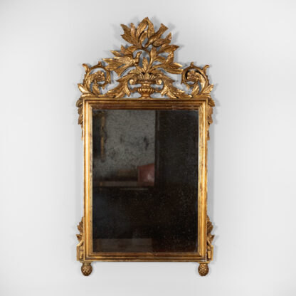 French Carved Giltwood Mirror Frame With Urn, Scrolling Foliage, and Birds, Circa 1880