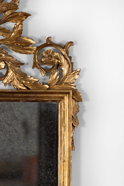 French Carved Giltwood Mirror Frame With Urn, Scrolling Foliage, and Birds, Circa 1880