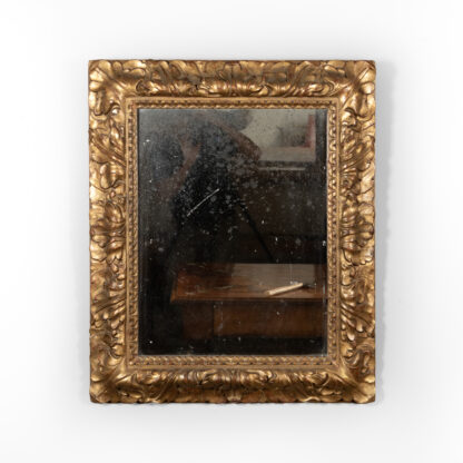 French Giltwood Mirror with Foliate and Chain Moulding, Rectangular, Circa 1850