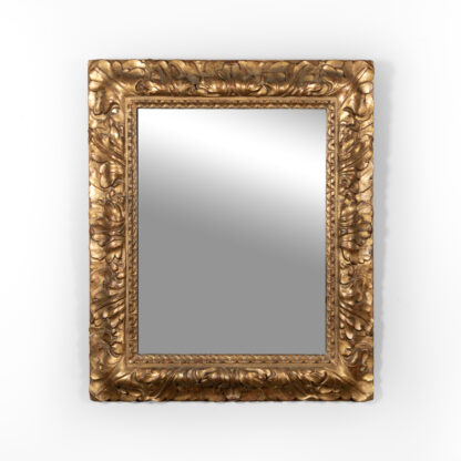 French Giltwood Mirror with Foliate and Chain Moulding, Rectangular, Circa 1850