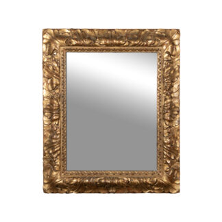 French Giltwood Mirror with Foliate and Chain Moulding, Rectangular, Circa 1850