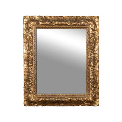 French Giltwood Mirror with Foliate and Chain Moulding, Rectangular, Circa 1850