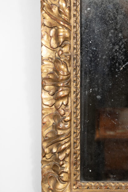 French Giltwood Mirror with Foliate and Chain Moulding, Rectangular, Circa 1850