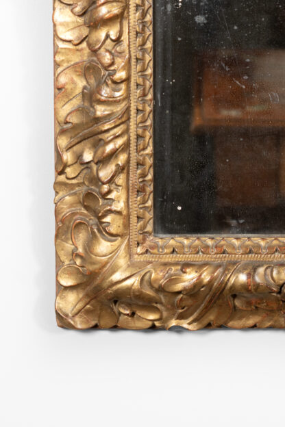 French Giltwood Mirror with Foliate and Chain Moulding, Rectangular, Circa 1850