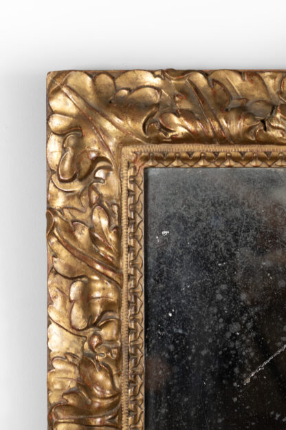 French Giltwood Mirror with Foliate and Chain Moulding, Rectangular, Circa 1850