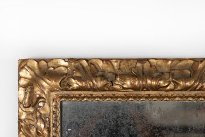 French Giltwood Mirror with Foliate and Chain Moulding, Rectangular, Circa 1850