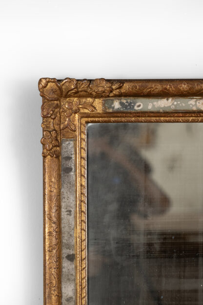 Italian Baroque Style Carved Giltwood Frame with Mercury Plate, Circa 1850