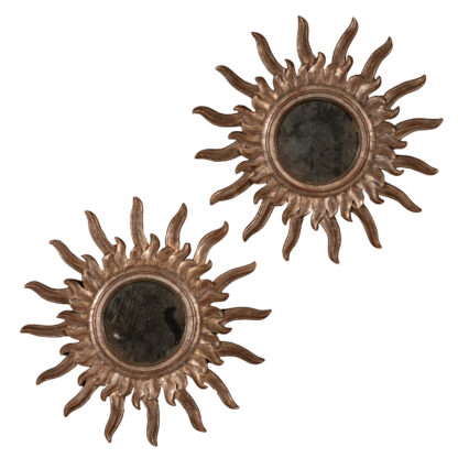 Pair of Contemporary Silvergilt Sunburst Mirrors, Italy 20th Century