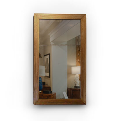 Tall Narrow French Fluted Giltwood Pier Mirror with Original Mercury Plate, Circa 1850