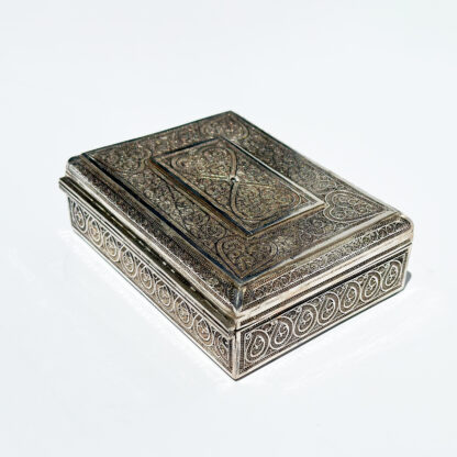 Persian Silver Filigree Box with Arabesque Motifs, Circa 1900