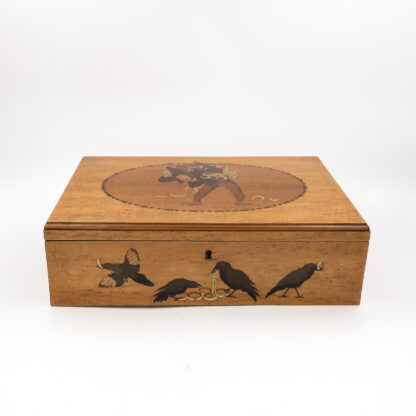 German Marquetry Box with Grimm’s Fairy Tale Scene, Late 19th Century