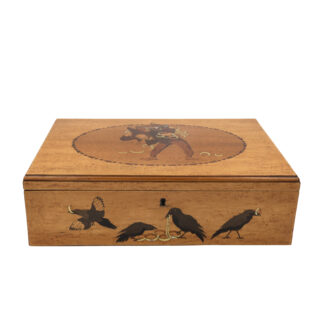 German Marquetry Box with Grimm’s Fairy Tale Scene, Late 19th Century