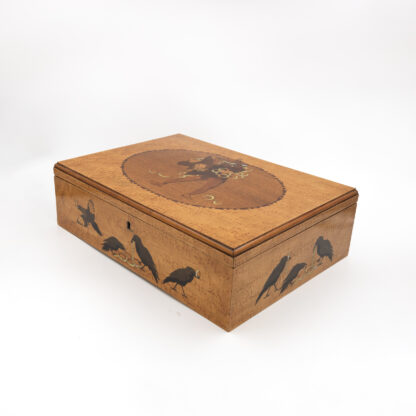 German Marquetry Box with Grimm’s Fairy Tale Scene, Late 19th Century