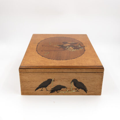 German Marquetry Box with Grimm’s Fairy Tale Scene, Late 19th Century