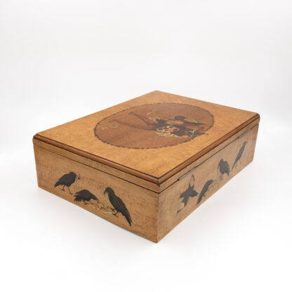 German Marquetry Box with Grimm’s Fairy Tale Scene, Late 19th Century