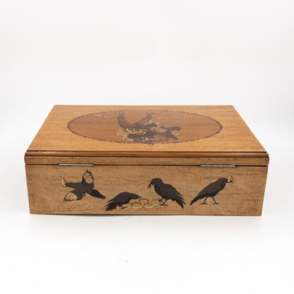 German Marquetry Box with Grimm’s Fairy Tale Scene, Late 19th Century