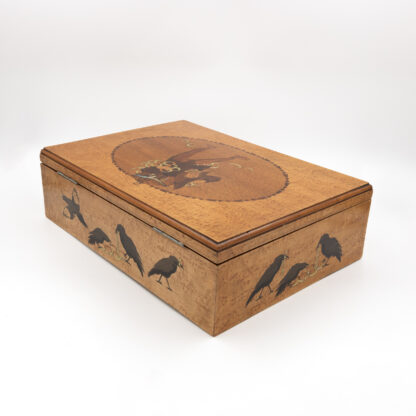 German Marquetry Box with Grimm’s Fairy Tale Scene, Late 19th Century