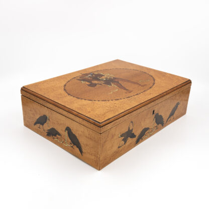 German Marquetry Box with Grimm’s Fairy Tale Scene, Late 19th Century