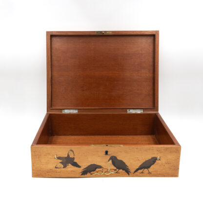 German Marquetry Box with Grimm’s Fairy Tale Scene, Late 19th Century