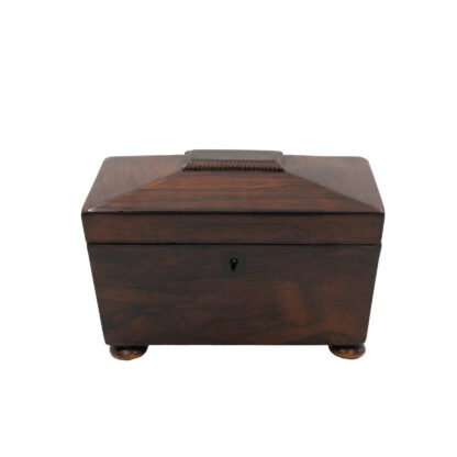 Rosewood Sarcophagus Tea Caddy English, Circa 1860