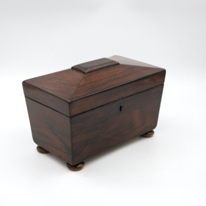 Rosewood Sarcophagus Tea Caddy English, Circa 1860