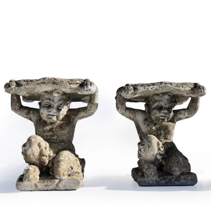 Set Of Four Whimsical Italian Cast Stone Satyr Stools Italy, Circa 1900