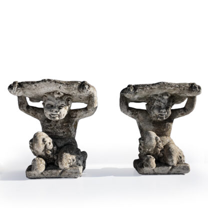 Set Of Four Whimsical Italian Cast Stone Satyr Stools Italy, Circa 1900