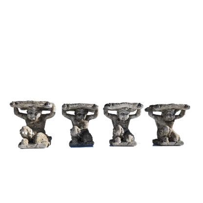 Set Of Four Whimsical Italian Cast Stone Satyr Stools Italy, Circa 1900