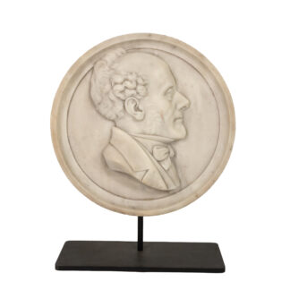 Round Carved Marble Plaque Depicting A French Gentleman On Later Iron Stand French circa 1870